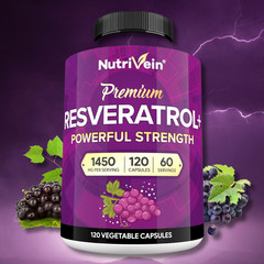 Resveratrol 1450mg – 120 Capsules – Anti-Aging Antioxidant Supplement