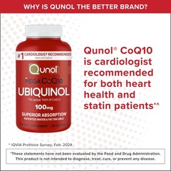 Qunol Mega Ubiquinol 100mg CoQ10 Superior Absorption Patented Water and Fat S…