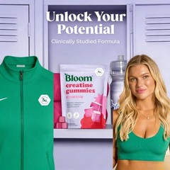 Bloom Sugar Free Creatine Gummies 10g Monohydrate for Strength,Berry,72 Gummies