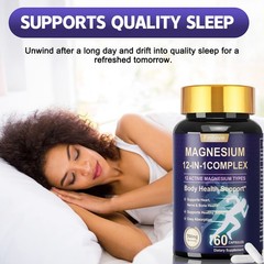 12 Magnesium Complex capsules + Biotin Vitamin B Complex Boost Energy Skin Hair
