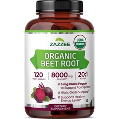 USDA Organic Beet Root 20:1 Extract, 120 Vegan Quick Release Capsules, 4 Mont…