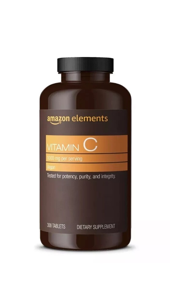 Amazon Elements Vitamin C 1000mg, Vegan, 300 Tablets – Sealed exp 02/26