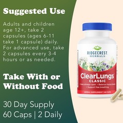 RidgeCrest Herbals ClearLungs Classic Natural Lung and Nasal Daily Health Sup…