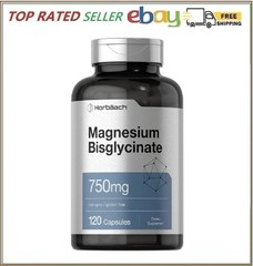 Horbaach Magnesium Bisglycinate, 120 Capsules, 750Mg, Non-Gmo Supplement