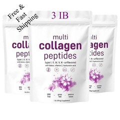 3 Pack NEW 3 lb Multi Hydrolyzed Collagen Peptides Powder Protein Supplement