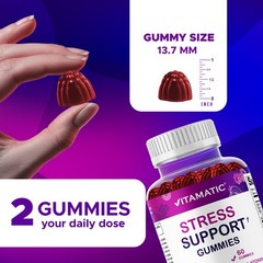 Vitamatic Stress Relief Gummies with GABA, L-Theanine, Lemon Balm – 60 Gummies