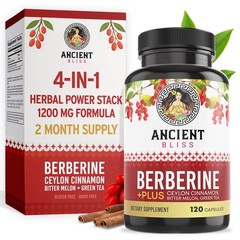 Berberine 1200mg Supplement with Ceylon Cinnamon Bitter Melon Green Tea Extract