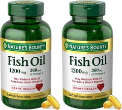 Nature’s Bounty 200 Pack Fish Oil 1200 mg Supplements Heart Health BB 10/27 2PK
