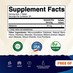 Vitamatic Melatonin 20mg 60 Fast Dissolve Tablets | Natural Berry Flavor