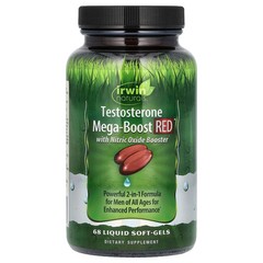 2 X Irwin Naturals, Testosterone Mega-Boost RED, 68 Liquid Soft-Gels