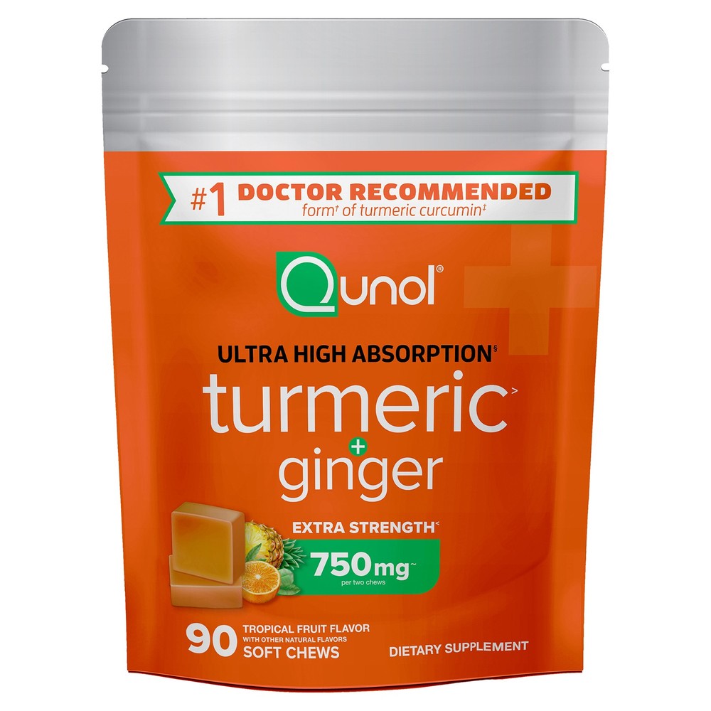 Turmeric + Ginger, Tropical Fruit, 90 Soft Chews
