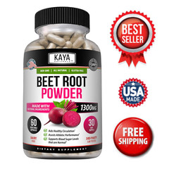 Organic Beet Root Powder 1300mg Capsules Nitric Oxide Booster Superfood Beetroot