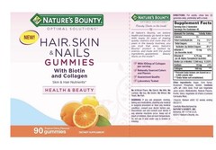 Nature’s Bounty Hair Skin Nails Biotin 2500mcg Collagen 100mg 90 Gummies New
