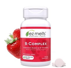 EZ Melts Dissolvable B-Complex Vitamin with Methylated B12 & Folate, 60 Tablets