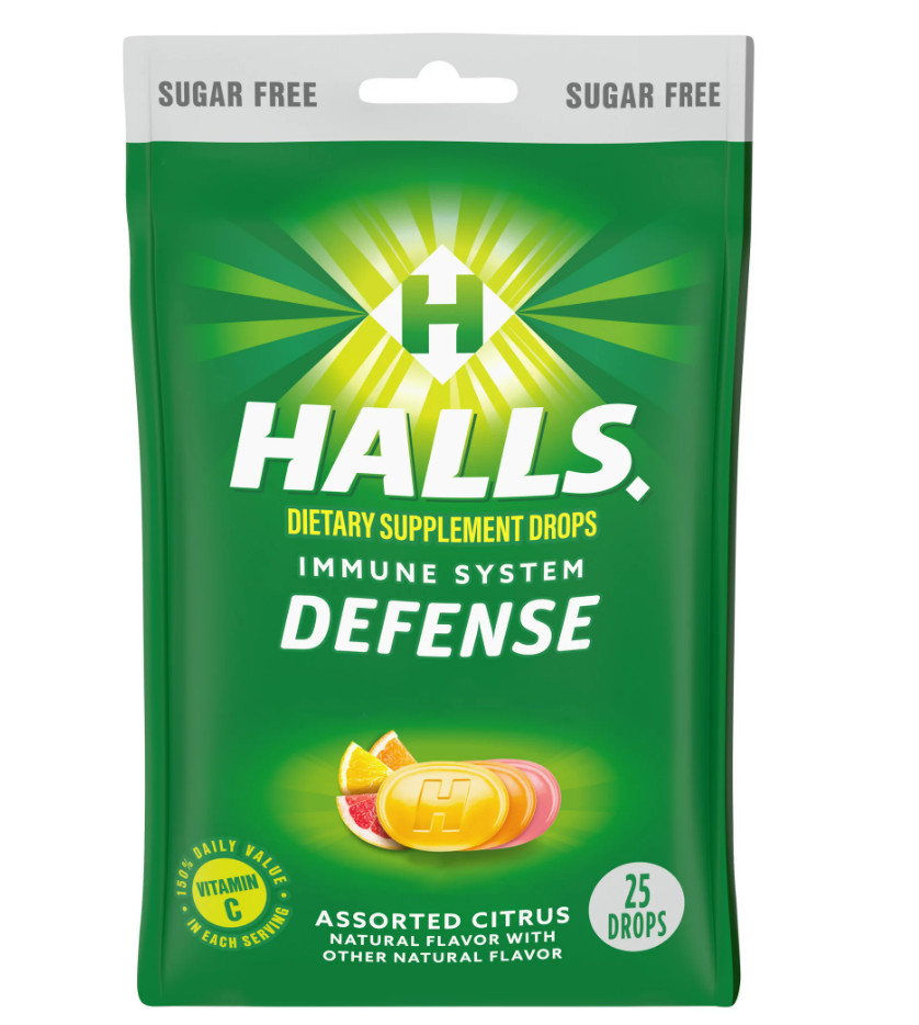 HALLS Defense Assorted Citrus Sugar Free Vitamin C Drops, 25 Drops