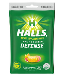 HALLS Defense Assorted Citrus Sugar Free Vitamin C Drops, 25 Drops