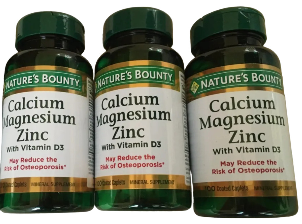 3x 2/28 Nature’s Bounty Calcium Magnesium Zinc with D3 100 Caplets ea