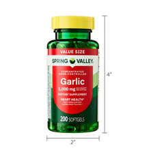 3 PACK Spring Valley Odor-Controlled Garlic Softgels 1000mg 200 Ct Value Size