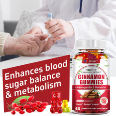Organic Ceylon Cinnamon 2000mg Gummies – Berberine Blood Sugar Supplement 60 Pcs