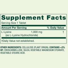 Spring Valley L-Lysine 1000 Mg Amino Acid Tissue Immune Lip Health, 100 Tabs