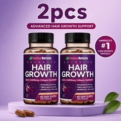 2 BOTTLES-Rainbow Nutrients Advanced Hair Growth-Hair,Skin &Nail Health Collagen
