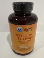 Vitamin World Psyllium Seed Husks 4500MG – 120 Rapid Release Caps – Exp 09/2027