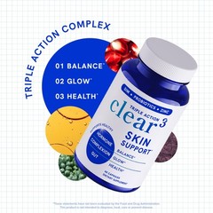 Clear Skin Supplement with Zinc, DIM and Probiotics | 3-in-1 Balance, Glow an