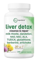 Liver Detox, 240 Veggie Capsules|20-in-1 Premium Complex Liver Cleanse & Repair