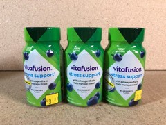 3PK Vitafusion Stress Support Gummies W/ Ashwagandha 24 Gummies Blueberry 07/26