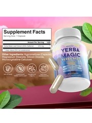 Brainista Yerba Magic: 100% Pure Unsmoked Yerba Mate, 75mg Caffeine, 60 Capsules