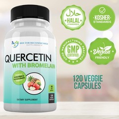 Quercetin 800mg w/Bromelain 165mg Per Serving- 120 Veggie Capsules-Full 60 Da…
