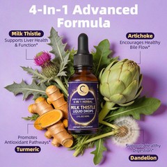 Liver Cleanse & Detox Drops MilkThistle 60,000 mg Milk Thistle Seed 2 FL.OZ