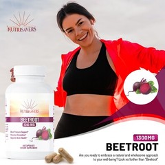 Nutri Saver Beetroot 1300mg – Non GMO & Gluten-Free – 60 Capsules, Pack of 3