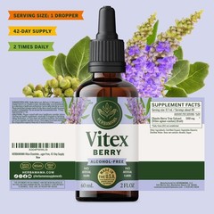 HERBAMAMA Vitex Chasteberry Tincture ~ Vegan Women’s Support with Chaste Tree