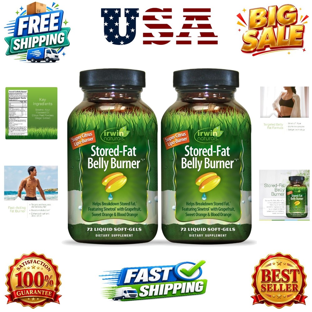 Stored-Fat Belly Burner 72 Liquid Softgels Pack of 2 | Sinetrol Citrus Blend …