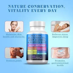 Sea Moss, Black Seed Oil, Ashwagandha & Burdock Root Supplement 60 Caps