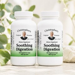 Christopher’s Soothing Digestion 600mg 180 Vegetarian Capsules – 2 Pack