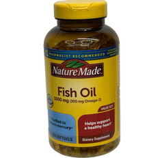 Nature Made 1000mg Fish Oil 300mg Omega-3 Liquid Softgels – 250 Count