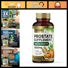 Prostate Health Supplement for Men – 120 Capsules, Saw Palmetto & Nettle Extract