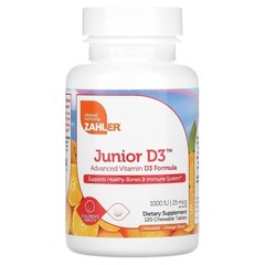 Zahler Junior Vitamin D3 Chewables 1000 IU 90 Count Supports Bones Teeth Immu…