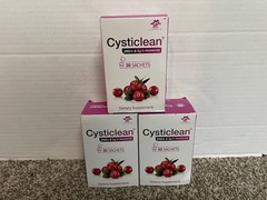 ( 3 ) Cysticlean 240 mg PAC + D-Mannose 2g 30 Packets/Box Urinary Health 07/2027