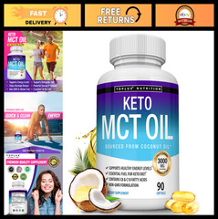 Keto MCT Oil Capsules 3000mg – Pure Coconut Oil Extract, Energy Boost, 90 Softge