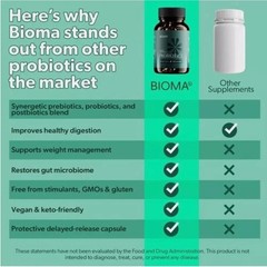 3 In 1 BIOMA Probiotics Digestive Health Gut Support for Men & Women 60 Capsules