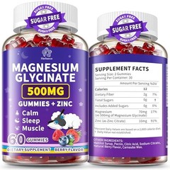 Magnesium Glycinate Gummies 500mg 2 Pack Sugar Free Vegan