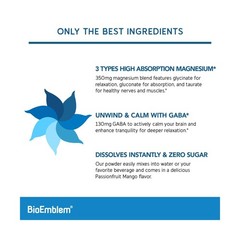 BioEmblem Triple Magnesium Powder Drink – 350mg High Absorption Magnesium Gly…