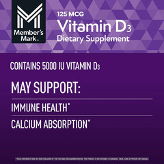 Vitamin D3 Softgels 5000 IU, 125 mcg, 400 count — Immune Health Support