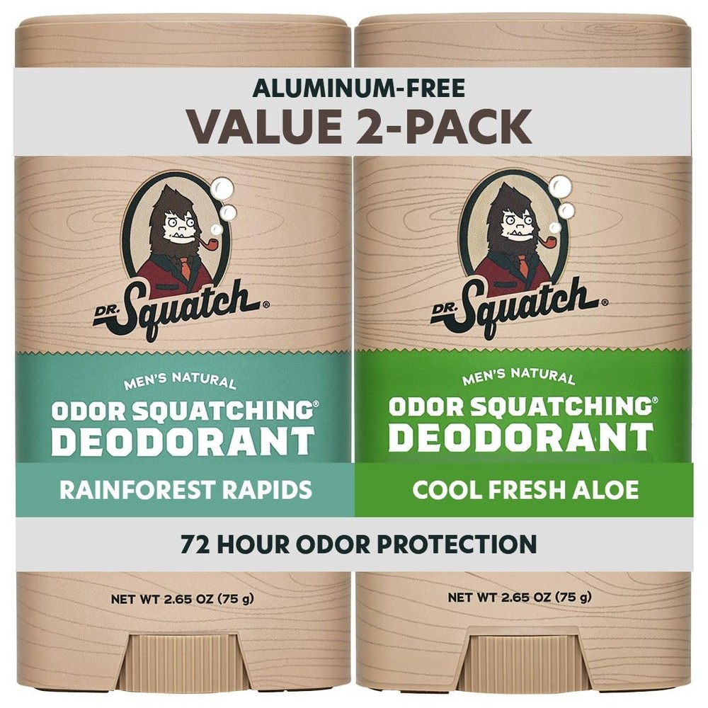 Dr. Squatch Natural Men’s Deodorant – Aluminum Free 2.65 Ounce (Pack of 2)