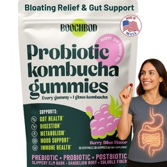 BoochBod Probiotic Kombucha Gummies Gut Health Bloating Fiber Pre Postbiotics