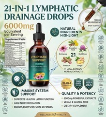 21-in-1 Lymphatic Drainage Drops for Liposomal, 6000mg Immune & Lymph System