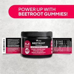 Beet Root Gummies – Beetroot Supplement with Coq10, Grape Seed, Vitamin C, B12 &